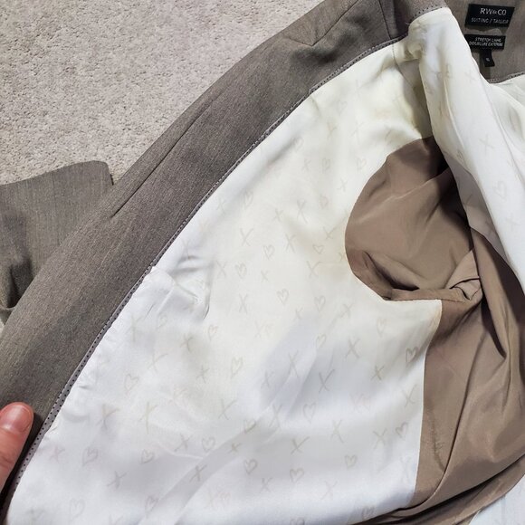 RW & CO. RW&CO. One Button Fitted Blazer Suiting Stretch Lined Tan Grey Women 10 - Picture 16 of 16